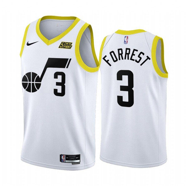 Men's Utah Jazz #3 Trent Forrest White 2022/23 Association Edition Stitched Basketball Jersey